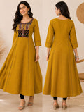 Mustard Paisley Embroidered Anarkali Kurta
