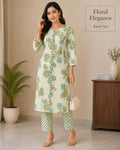 Floral Elegance Mint Green Printed Kurti