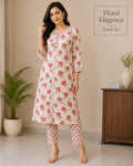Floral Elegance Cream Printed Kurti