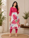 Pink Floral Printed Straight Kurta