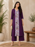 Purple Printed Straight Kurta